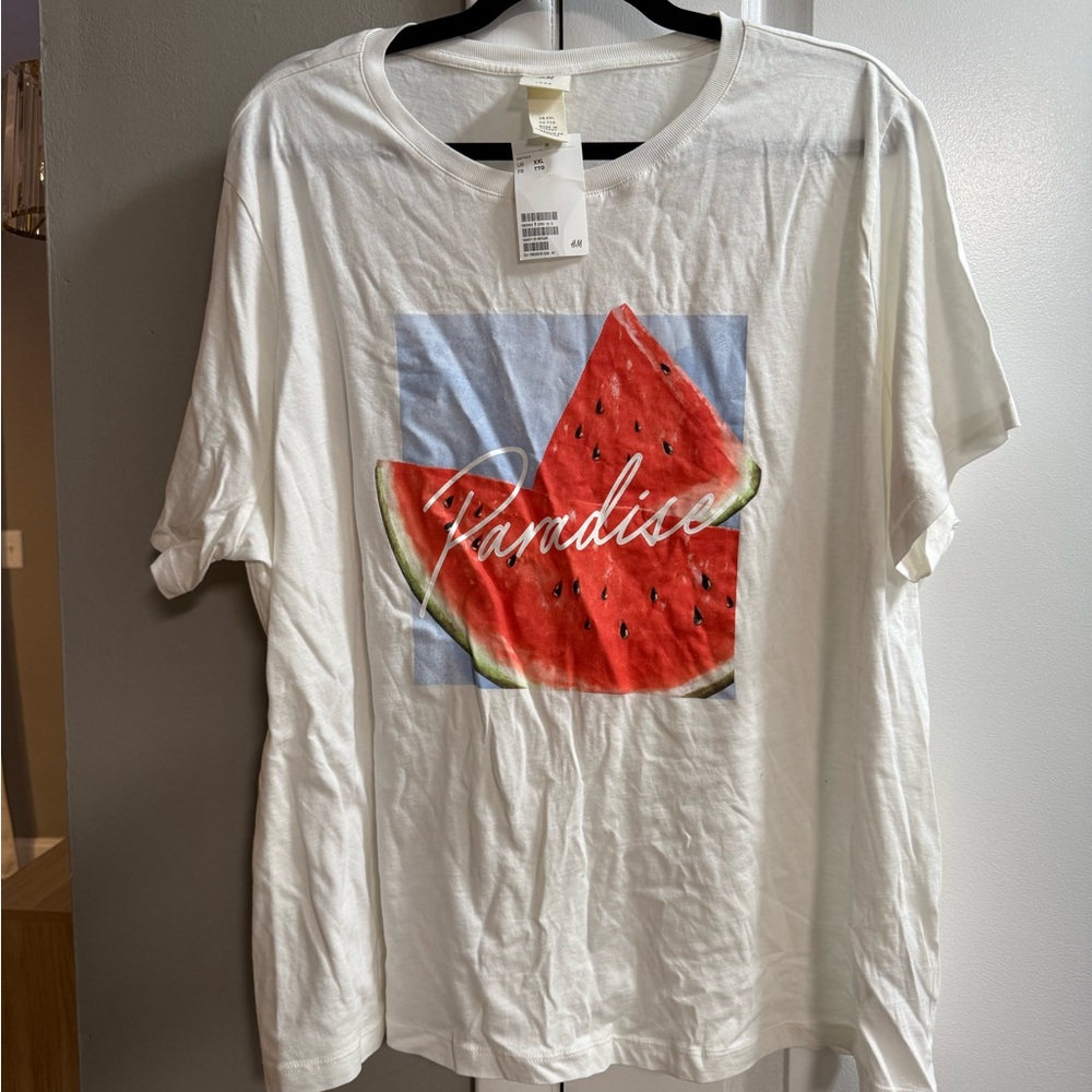 H&M White Tee with Watermelon Print